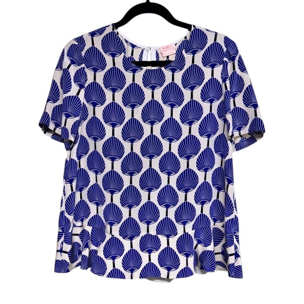 Florence Broadhurst For Kate Spade 100% Silk Top Peplum Blouse Women's Size 12